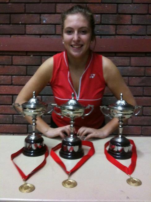 Jordan Hart and some of her trophies